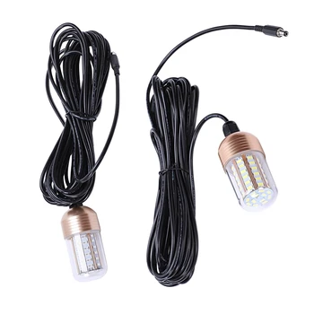 

2Pcs 12V 30W Led Underwater Night Fishing Light Fish Finder Light with Cord Submersible Led Lamp Bait Squid Fish Attracting Ligh