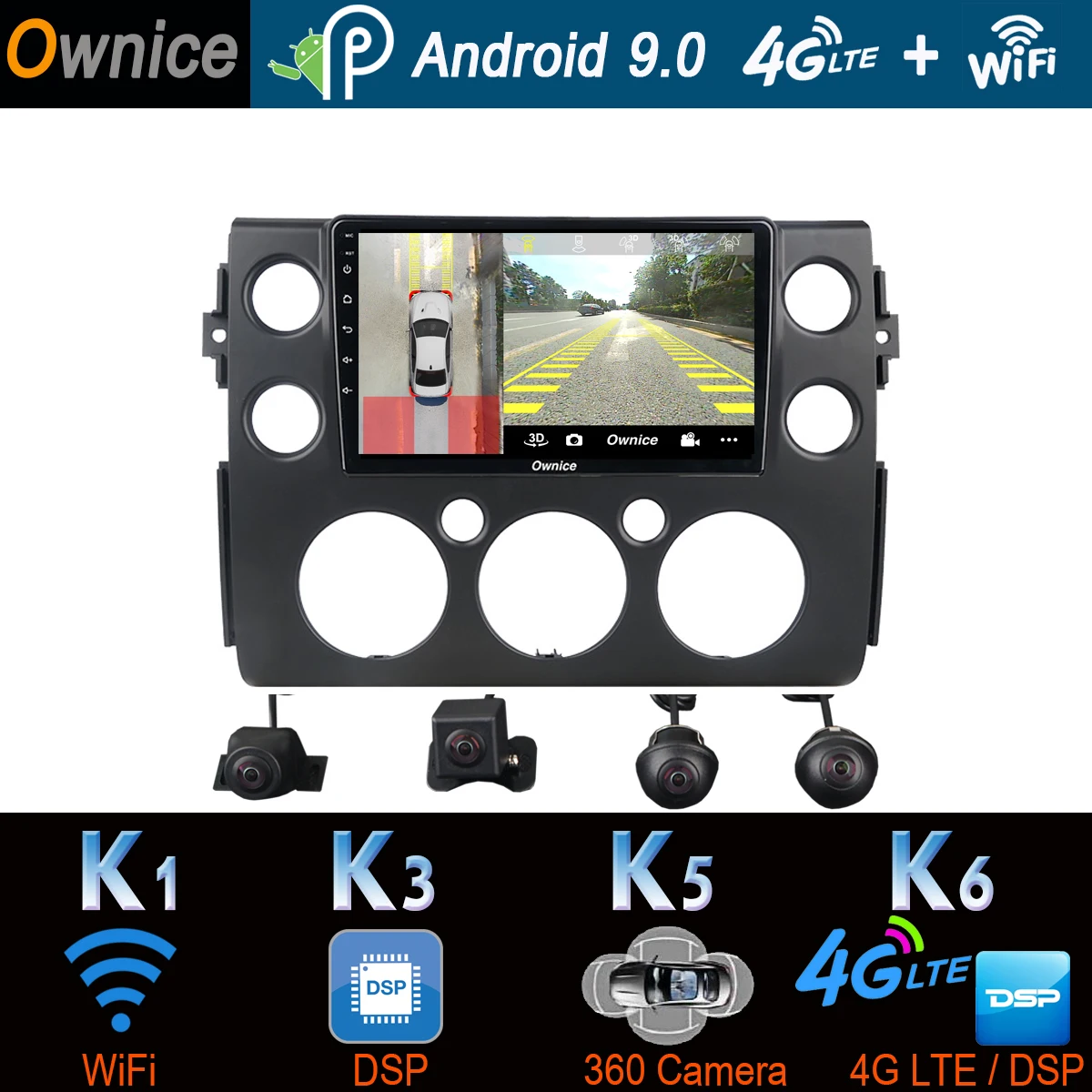 

360°Panoramic Android 9.0 4G+64G Car Multimedia For Toyota FJ Cruiser 2007-2018 GPS Navigation Radio SPDIF DSP CarPlay Head Unit