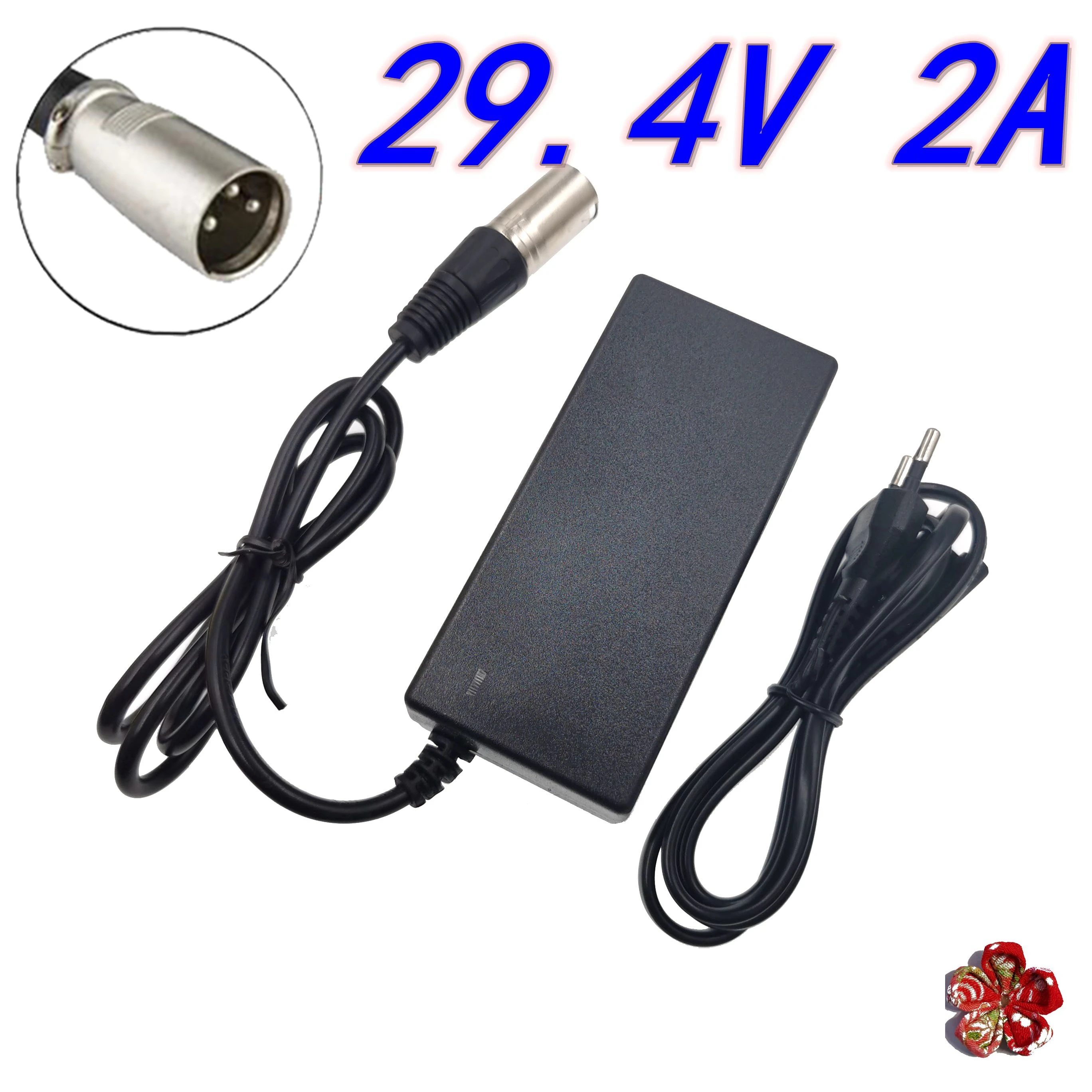 

29.4V 2A Charger for 24V 25.2V 25.9V 29.4V 7S lithium battery pack 29.4V recharger e-bike charger US/EU/UK/AU Plug XLR Connector