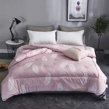 

Feather Printing Winter Comforter Thickening Twill Sanding Bed Cover Cotton Filled Quilt Autumn Warm Home Hotel Blanket 1 Pc