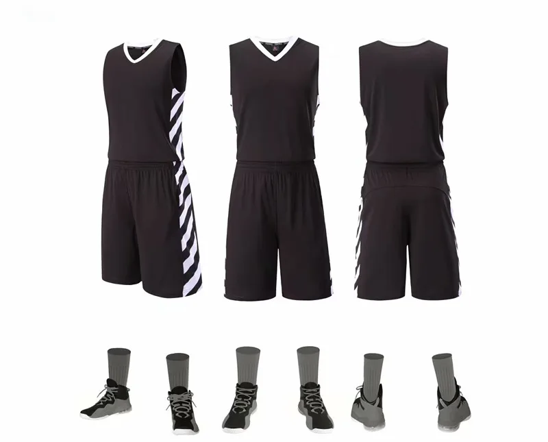Solid Breathable Baketball Uniform DIY Printing Adult Striped Sleeveless Jerseys Basketball Shirts Shorts Camiseta Baloncesto | Спорт и
