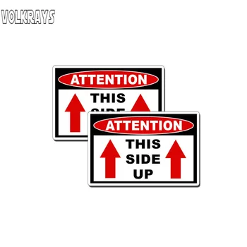 

Volkrays 2 X Personality Car Sticker This Side Up Attention Accessories Reflective Waterproof Cover Scratches PVC Decal,6cm*9cm