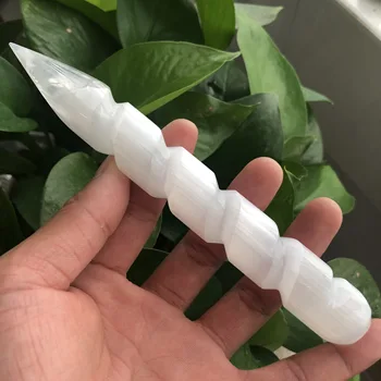 

Natural selenium rod quartz crystal massage rod gem selenium rod spiral single tip healing 13-15cm