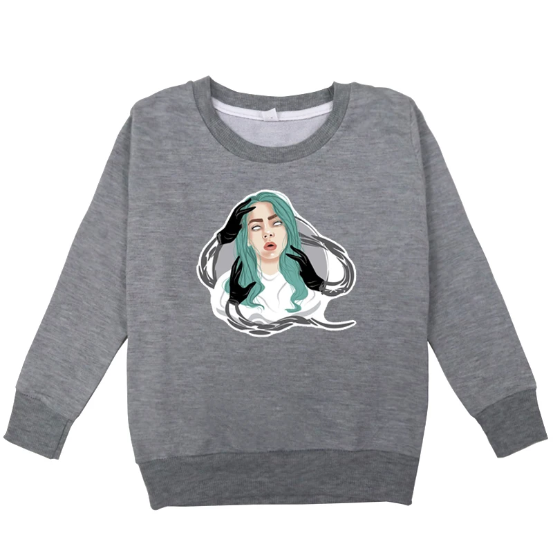 Billie Eilish/Детские осенние хлопковые толстовки; весенние толстовки для мальчиков и девочек; топы с длинными рукавами; детские толстовки с капюшоном; повседневные толстовки для мальчиков