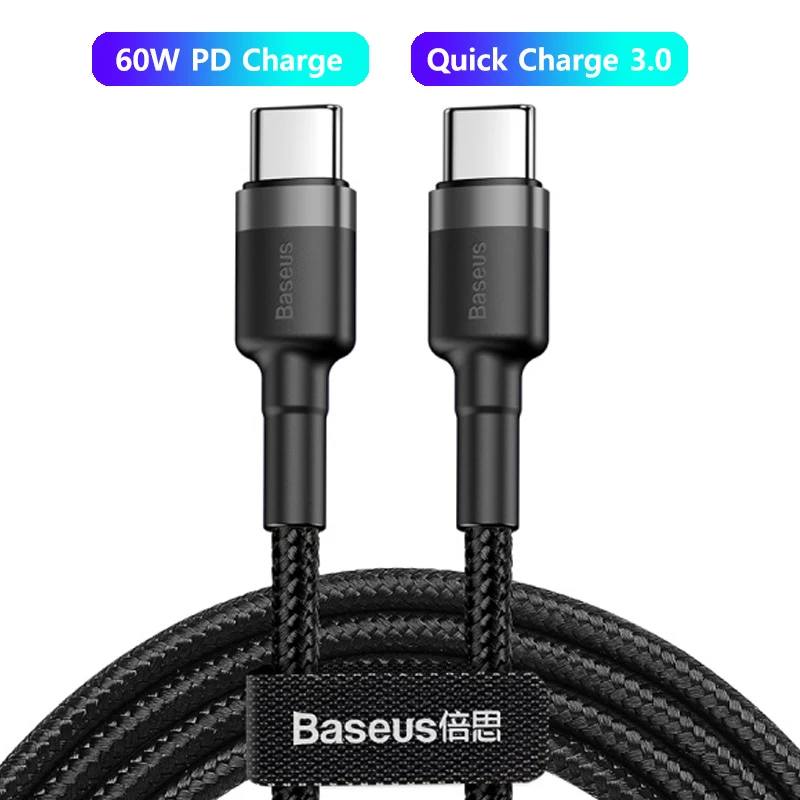 Baseus USB Type C To USB Type C Cable 5A 60W/100W PD Quick Charge 4.0 Type-c Cable For Samsung Xiaomi Redmi Note 10 Pro Macbook android charger type c Cables