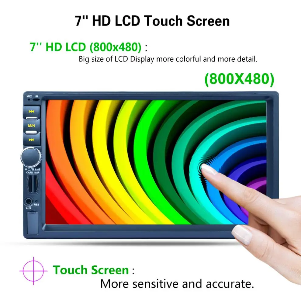  7 Inch 2 DIN Bluetooth Car Multimedia Auto Stereo MP5 Player GPS Navigation AM FM RDS Radio Support