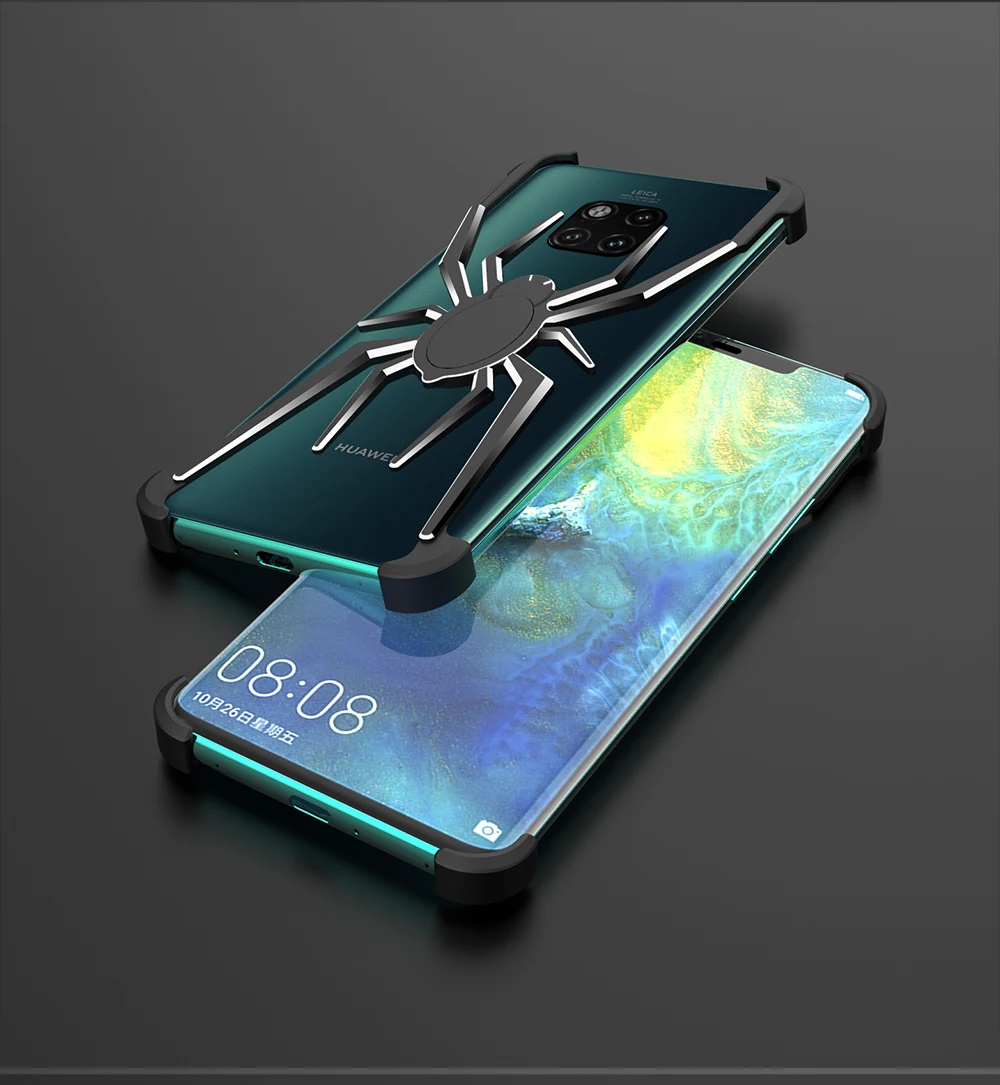 Алюминиевый чехол с пауком для huawei mate 20 mate20pro P30 Pro vivo X27 IQOO, противоударный металлический бампер из сплава, чехол
