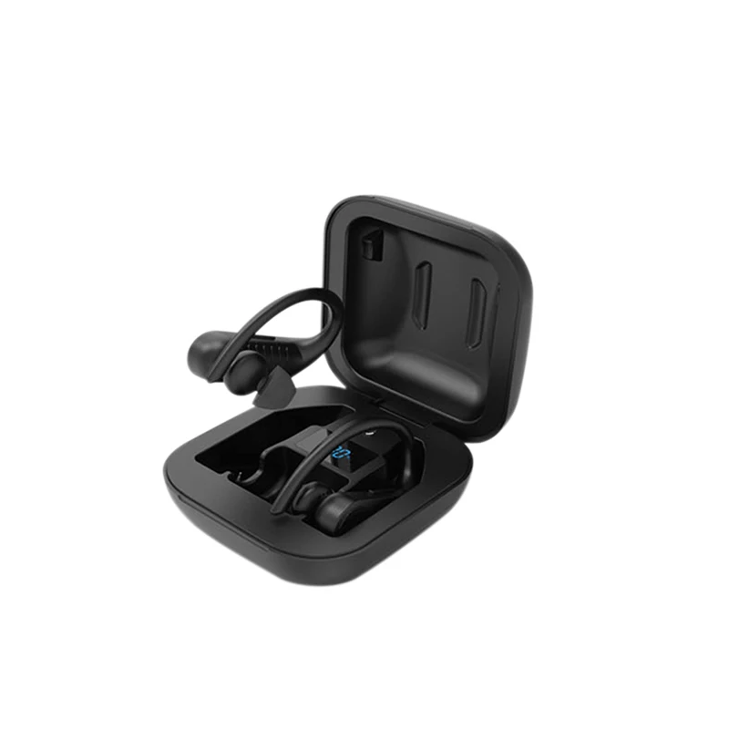 Black B1 Спортивная Bluetooth гарнитура цифровой дисплей Висячие Наушники Tws 5,0 беспроводная Bluetooth гарнитура - Цвет: Black
