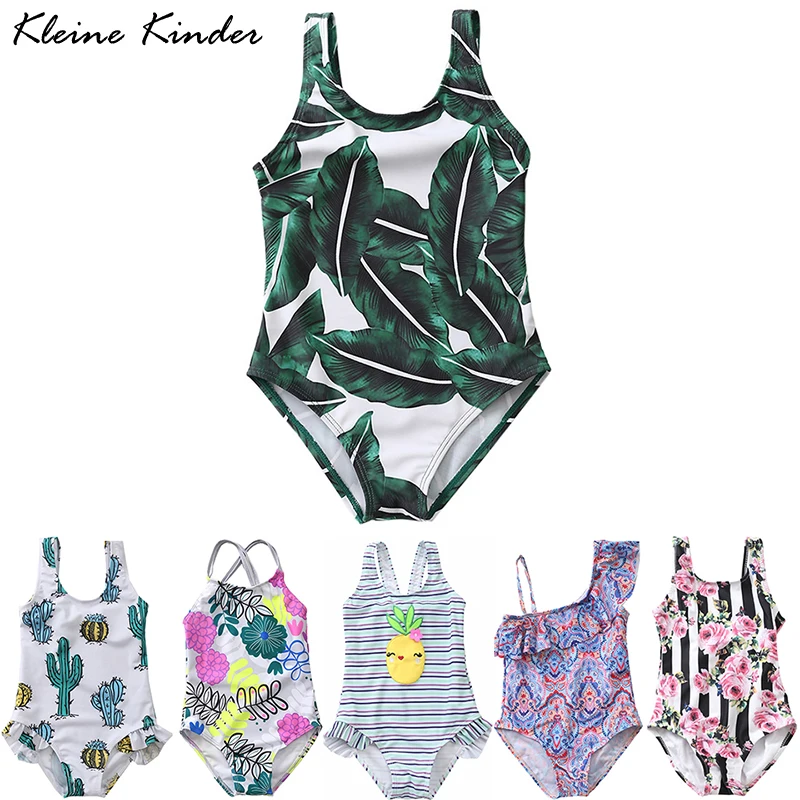 Детские цельные купальники спортивный топ с Единорог фламинго одежда для