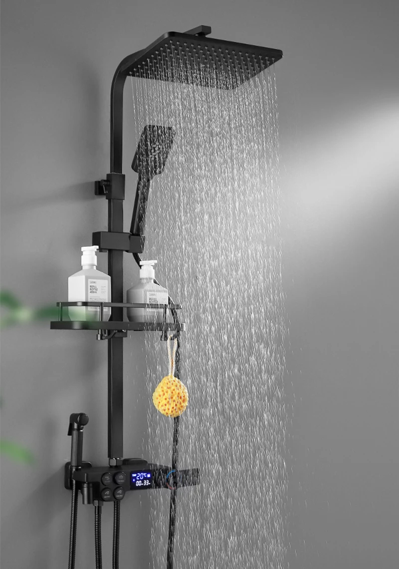 8 inch Brass Thermostatic Digital Display Shower Faucet Rain Shower Faucet Bidet