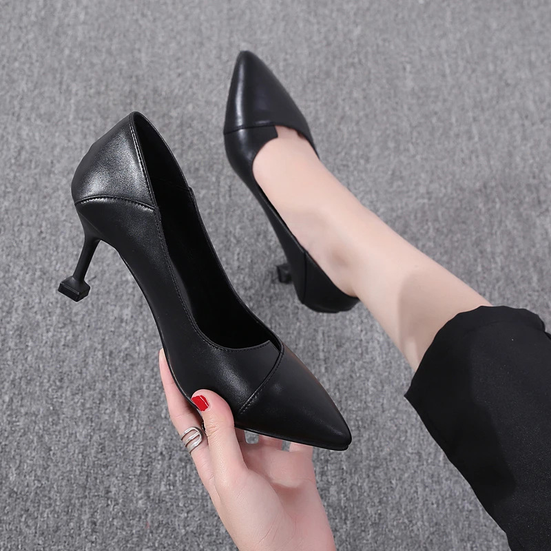 Escarpin-zapatos de tacón para mujer, calzado elegante y cómodo para la color negro, 3/5/7cm - AliExpress Calzado