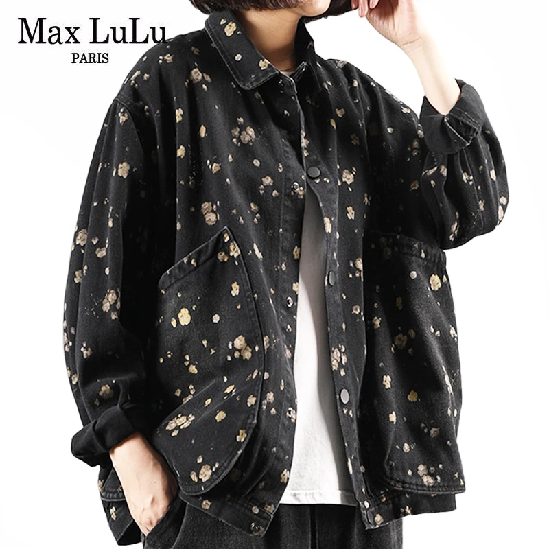 Max LuLu Korean Fashion 2021 Autumn Women Black Denim Vintage Jackets