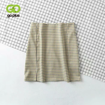 

GOPLUS Vintage Plaid Skirts Women Plaid Spring Summer Skirts Sexy Casual High Waist Mini Korean Harajuku Pencil Skirts C9864