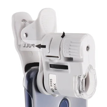 

Mini Portable Multifunction 60X Universal Clip Type Microscope with LED Light UV Counterfeit Detector for Reading Phone Camera