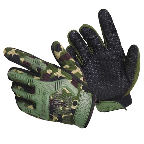 Camouflage Перчатки для велоспорта на полный палец, спортивные противоскользящие гелевые накладки для мотоцикла, MTB, шоссейного велосипеда, велосипедные зимние камуфляжные армейские зеленые черные перчатки - Цвет: Camouflage