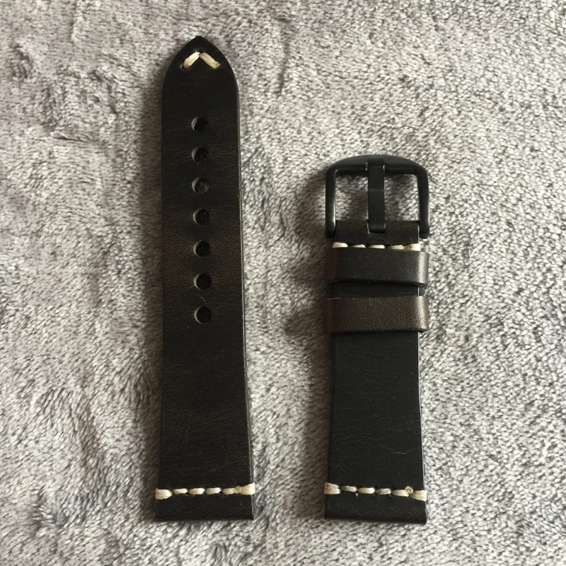 Ремешок для часов из натуральной кожи с черной пряжкой 22 мм 24 мм|Ремешки часов| |