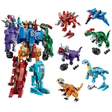 

522Pcs 6 IN 1 Dinosaur Transformation Robot Building Blocks God of War Mecha Tyrannosaurus Pterodactyl Figure Model Bricks Toys