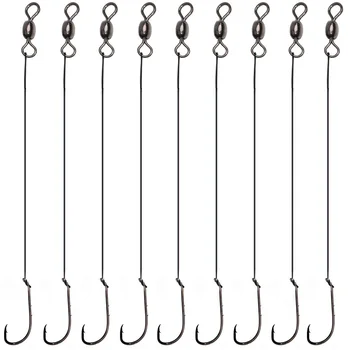 

18Pcs Trace Wire Leader Fishing Hook Rigs Stainless Steel Wire Line Leader Rig Tied With Crane Fishing Swivels And Barb Hooks