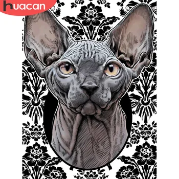 

HUACAN 5D DIY Diamond Painting Cat Full Square New Diamond Embroidery Mosaic Sale Animal Home Decoration