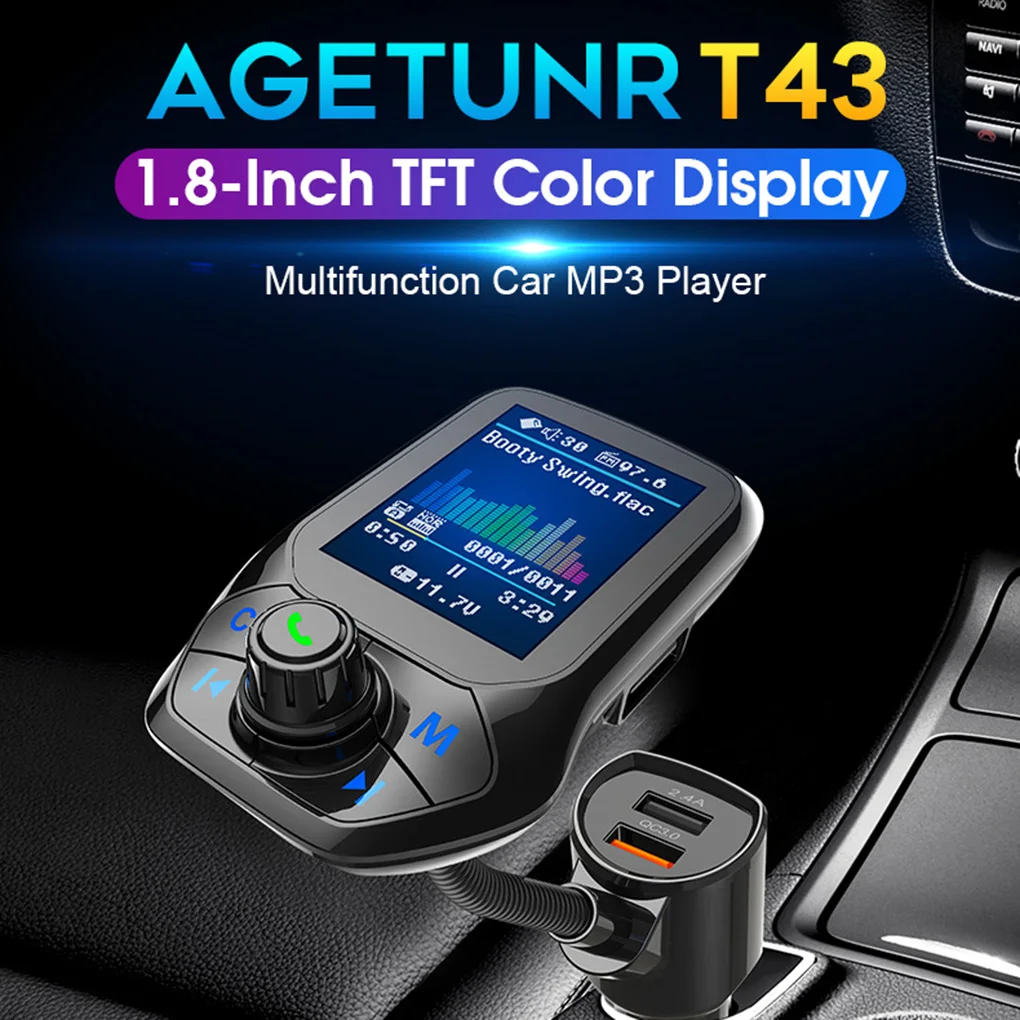 1,8 дюймов TFT цветной дисплей Bluetooth автомобильный комплект громкой связи USB быстрая зарядка fm-передатчик MP3 музыкальный плеер