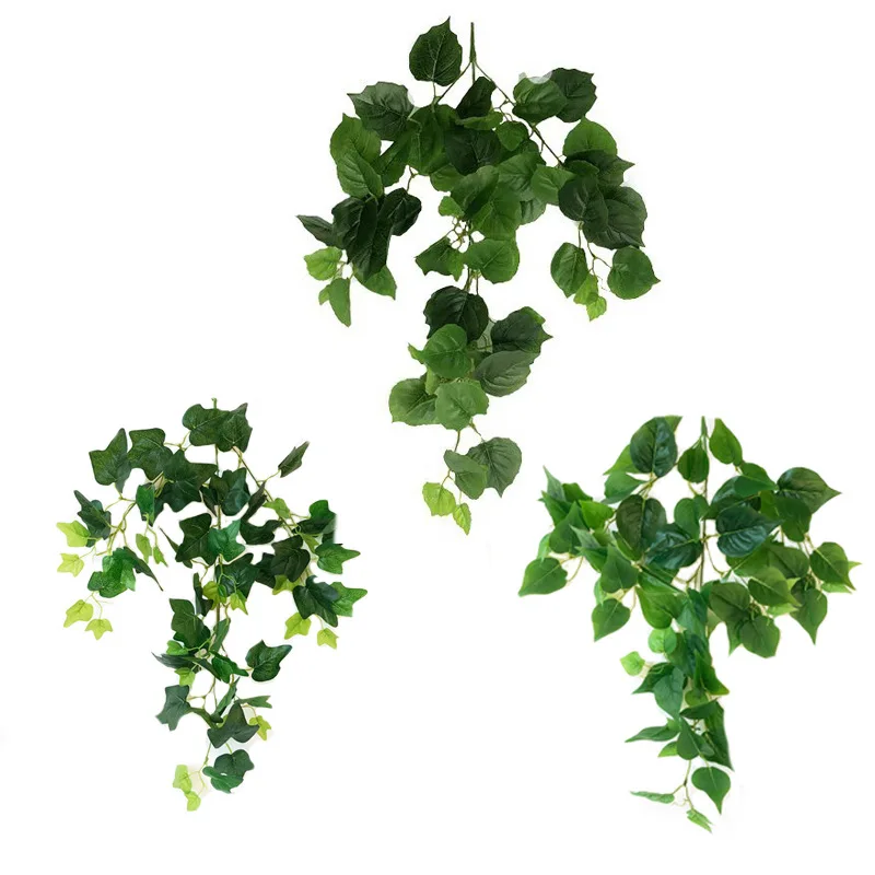 5 piezas de simulacion искусственный hoja de ratian verde ratibano reptil plasstio flor falsa hoja verde jardina Decoration de pared al