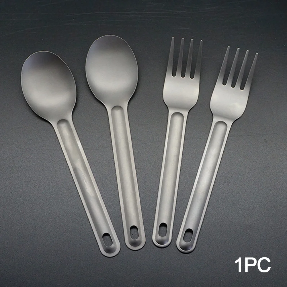 Heat Resistant Picnic Anti Corrosion Camping Titanium Forks Spoons BBQ Outdoor Dining Room Smooth Tableware Set Restaurant