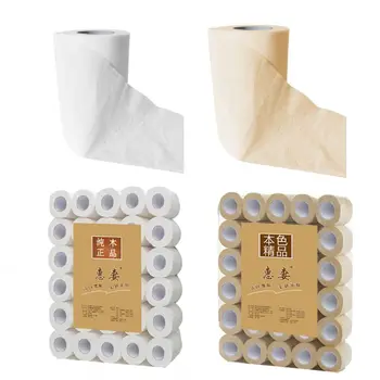 

30 Rolls Natural Wood Pulp Toilet Paper Bathroom 4 Ply Soft Tissue Skin-friendly