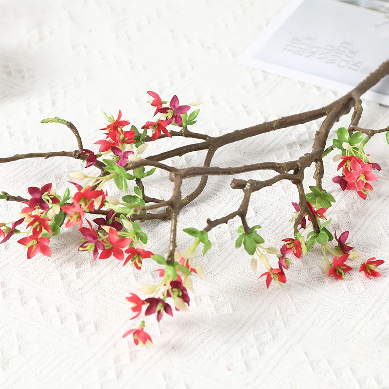 Luyue 57 см искусственная груша цветок цветущие ветви украшение дома поддельные цветы сухие ветви Свадебная установка ваза - Цвет: Красный