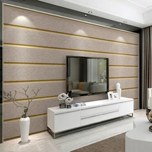 Горизонтальные полосы обои для стен 3D замша нетканый материал Современная гостиная диван тв задний план обои домашний декор