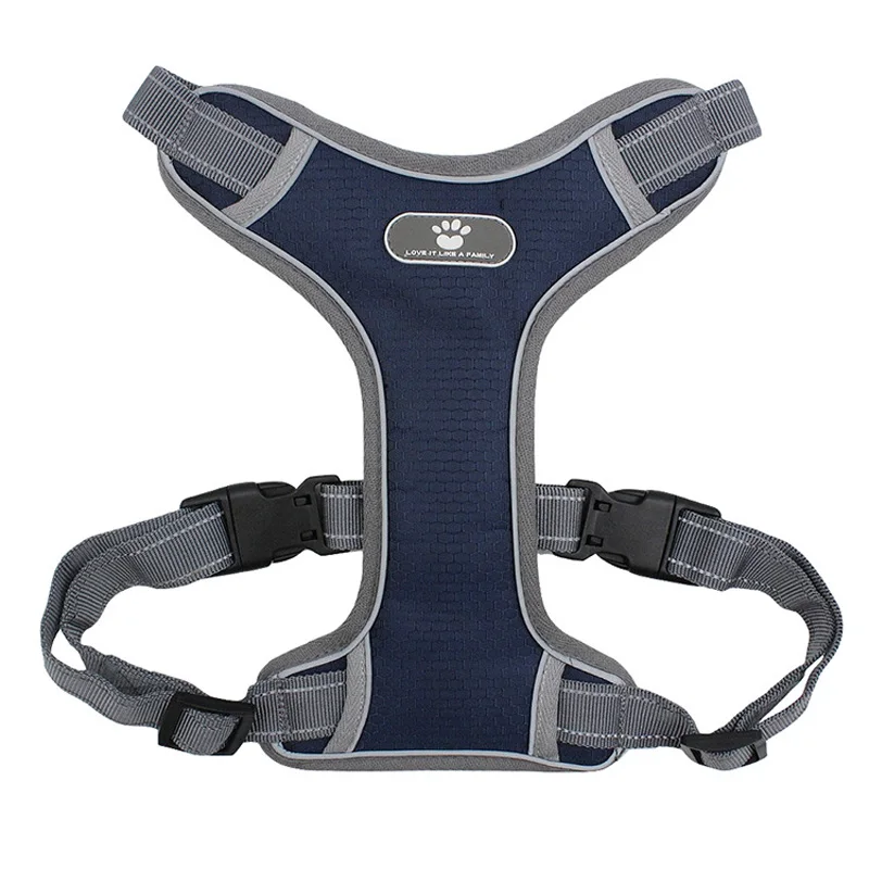 Navy Blue Светоотражающий Поводок для собак, больших собак, не тянется, поводок для больших собак, дышащий сетчатый жилет для Лабрадора, питбуля, Хаски, тренировочный жилет для прогулок - Цвет: Navy Blue