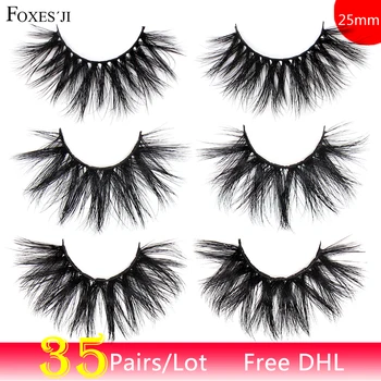 

FOXESJI 35Pairs Mink Eyelashes 25mm Lashes Volume Fluffy Full Cross Thick Mink Lashes False Eyelashes Reusable Eyelash Free DHL