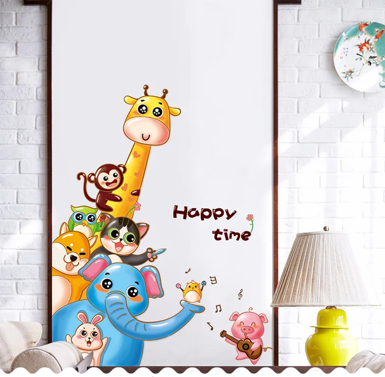 9306 Cute Animal a Wall Stickers Cartoon Baby Elephant Creative Stickers Decoration Living Room a Generation of Fat Self-Adhesiv