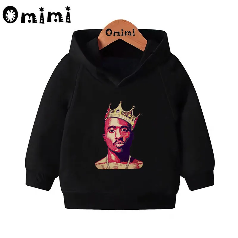 Дети Тупак 2pac Хип-хоп Swag печати крутые Свитшоты детские толстовки с капюшоном пуловер для малышей топы для девочек и мальчиков, осенняя одежда KMT287 - Цвет: Black-287C