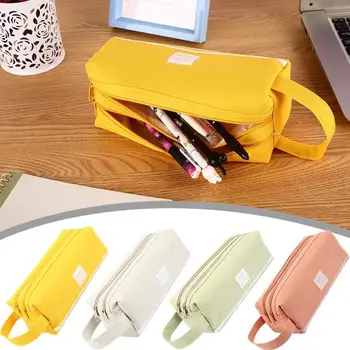 

Stationery Storage Organizer Gifts Furl Protection Pencil Students Oxford Cloth Pure Color Cute Durable Pencil Bag Supply