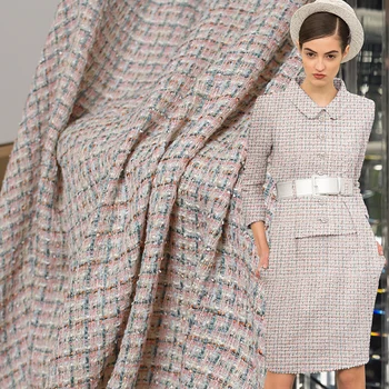 

The Cloth France Tweed Pink Green Fabrics Autumn Jacket Dress Suits Garment Materials The Sewing Cloth Meter Freeshipping