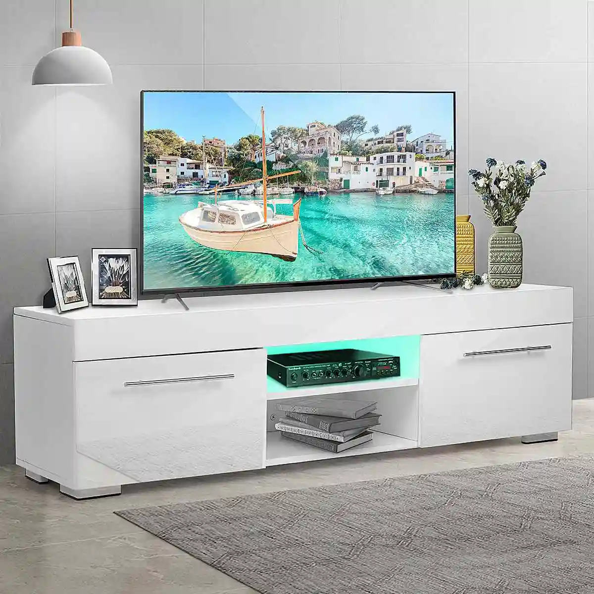 51 Rectangular Tv Cabinet Modern Led Tv Stand Living Room Furniture Detachable Tv Unit Bracket With 2 Drawers Home Furnishings Tv Stands Aliexpress