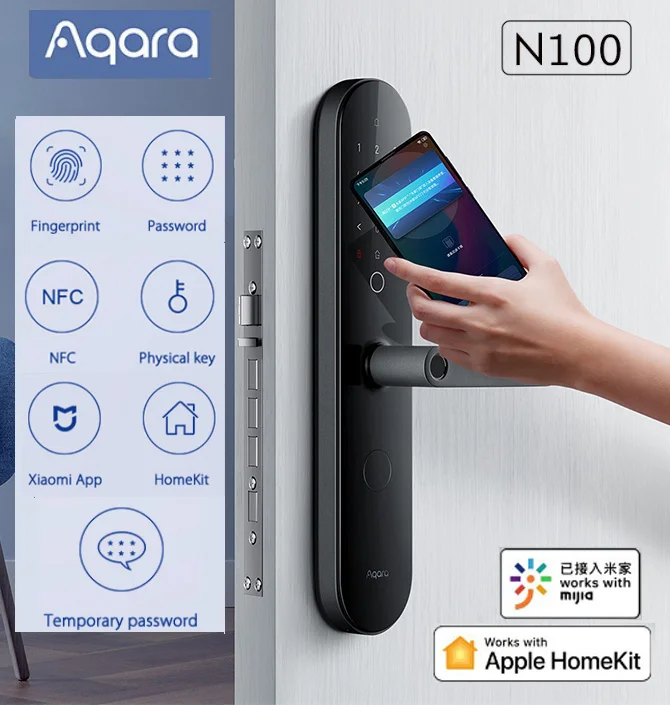 Умный дверной замок Aqara N100 разблокировка по отпечатку пальца Bluetooth пароль NFC