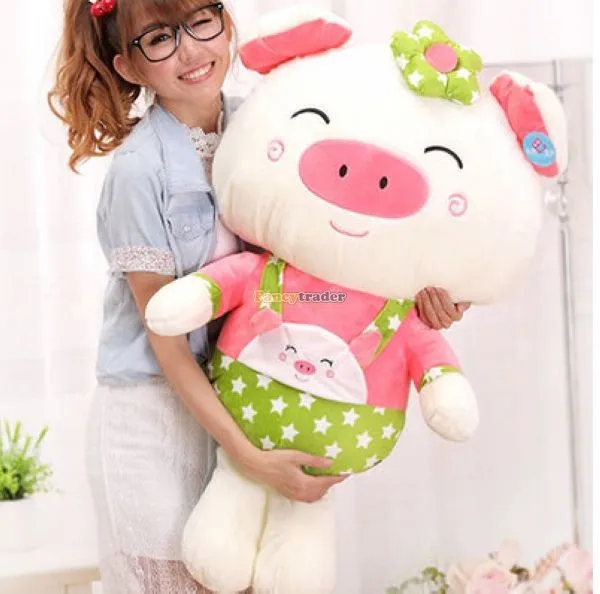 Fancytrader 39'' 100cm  Lovely Giant Plush Stuffed Braces Dressing Pig, Best Gift for Kids Girls,Free Shipping FT50078 (1)