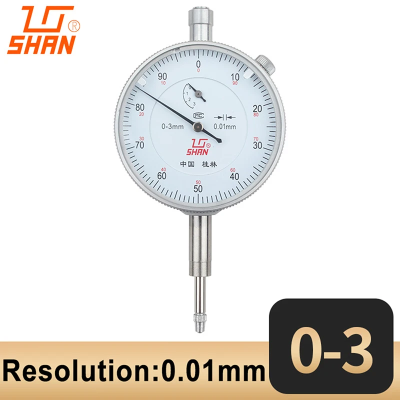 shan 100% Original Dial indicator Precision 0.01mm Dial Indicator Gauge Meter Resolution Indicator Gauge measure instrument Tool