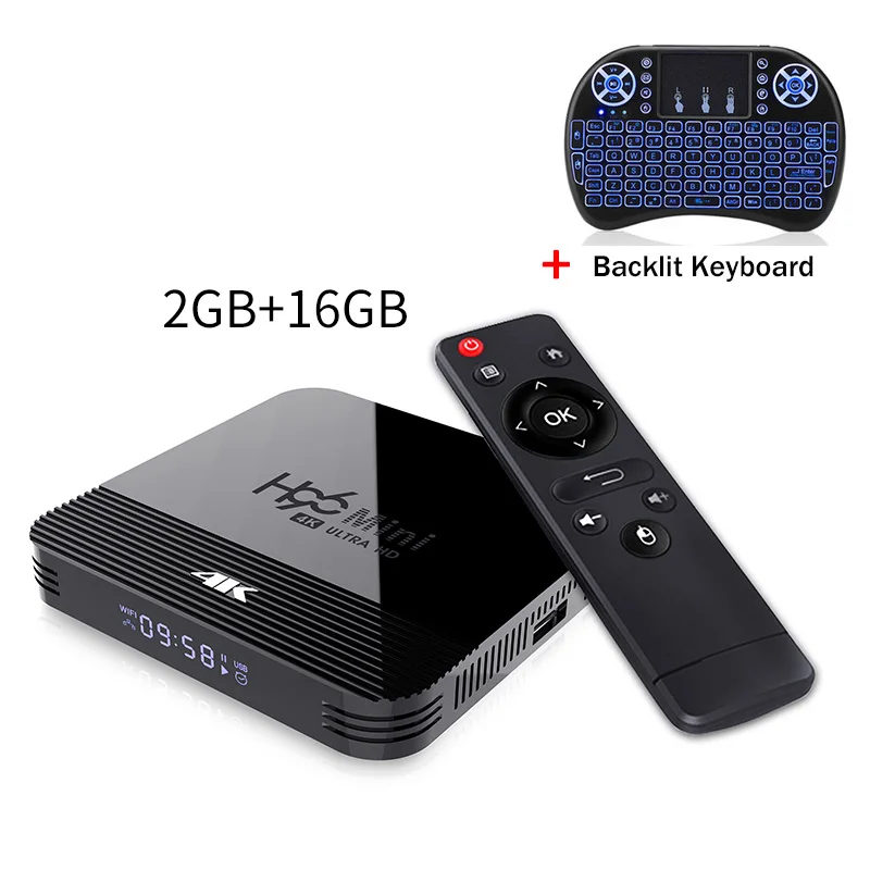 2G16Gbacklitkeyboard H96 мини H8 Android 9,0 ТВ приставка 2 Гб 16 Гб Rockchip RK3328A 2,4G/5G 1080p 4K BT Wifi медиа Google Store Netflix H96 мини приставка - Цвет: 2G16Gbacklitkeyboard