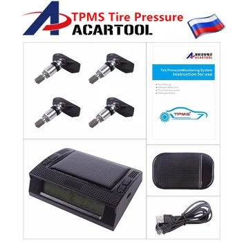 

Acartool TPMS Car Tire Pressure Monitoring Intelligent System with LED Display Screen 4 Internal Sensors Solar Power Supply