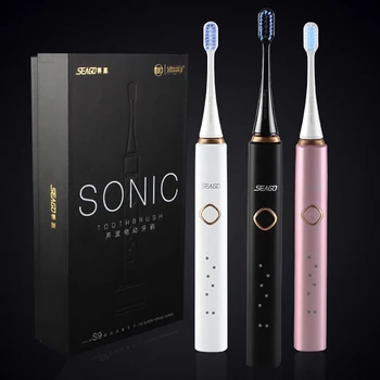 

Seago Rechargeable Electric Toothbrush Sonic Tooth Brush Automatic Travel Case Home For Adult Couples 3 Toothbrush heads