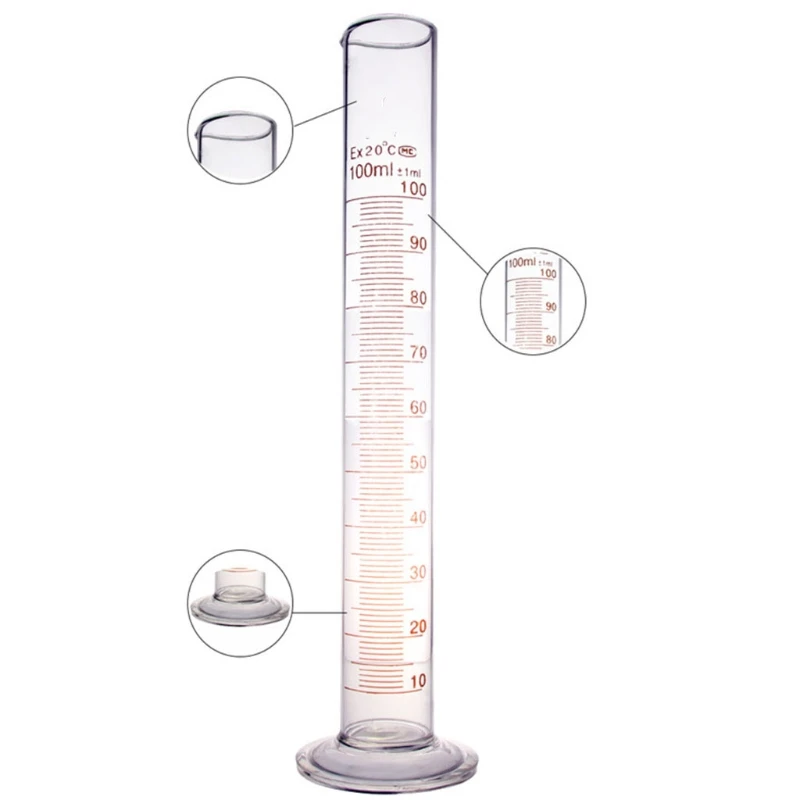 F2TE Thick Glass Graduated Measuring Cylinder 100 mL Single Metric Scale  Chemistry Lab Spout Measure _ - AliExpress Mobile
