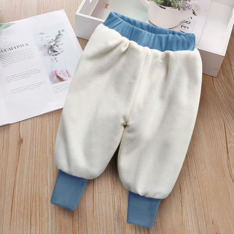 Baby Girls Pants thick warm fleece kids winter clothes Children trousers for boys pants toddlers 80~120 fashion solid