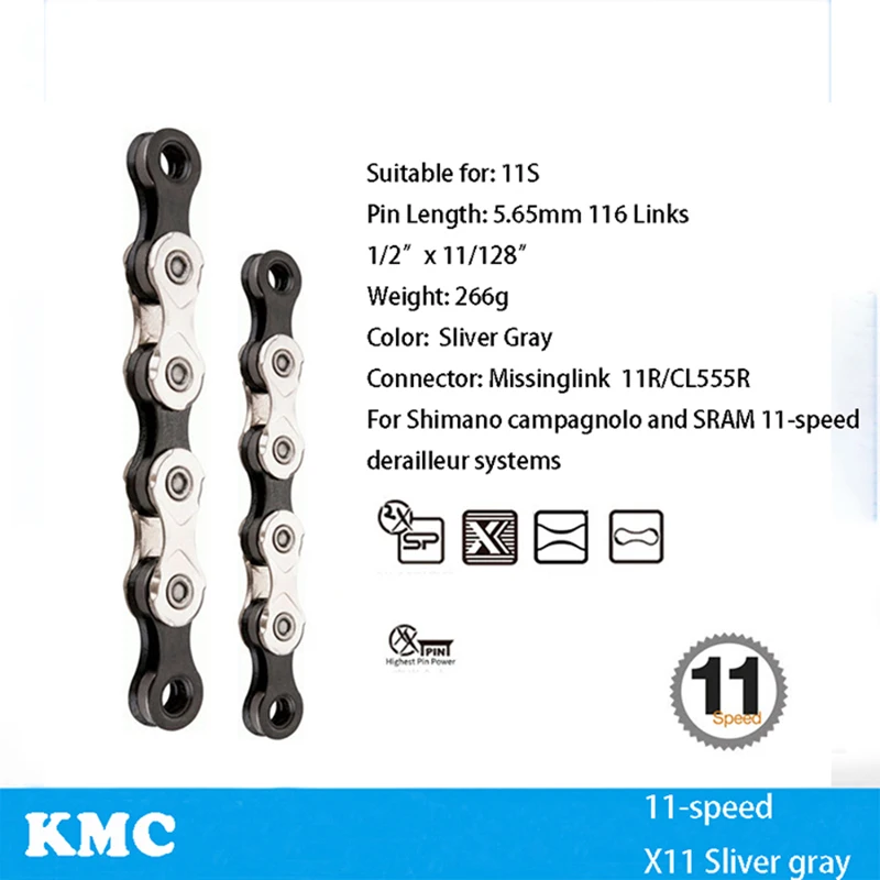 KMC велосипедная цепь X8 X9 X9sl X10 X10sl X11SL X12 велосипедная цепь для Shimano/SRAM 8 9 10 11 12 Скоростей 116л MTB шоссейные велосипедные цепи часть