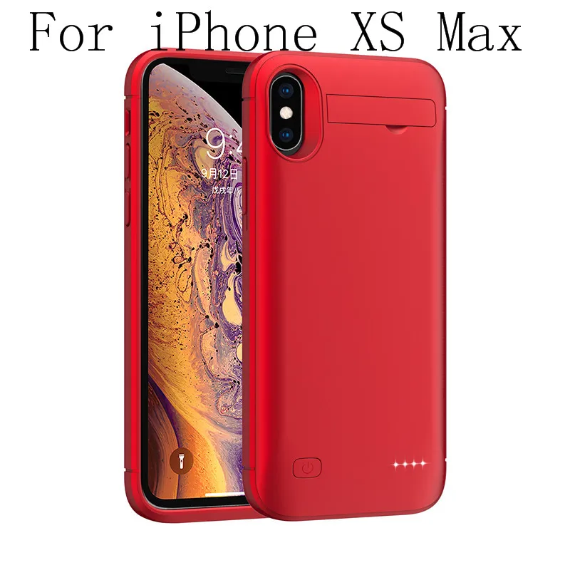 XS Max-Red Для iPhone XR чехол для аккумулятора 4500 мАч ударопрочный внешний аккумулятор зарядное устройство чехол для iPhone X XS Max стенд Charing чехол - Цвет: XS Max-Red