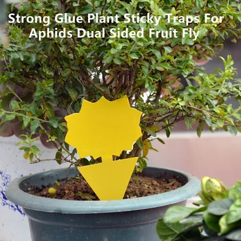 

10pcs Yellow Butterfly Shaped Insect Pest Control Garden Strong Glue Plant Sticky Traps For Aphids Fruit Fly Fungus Gnats