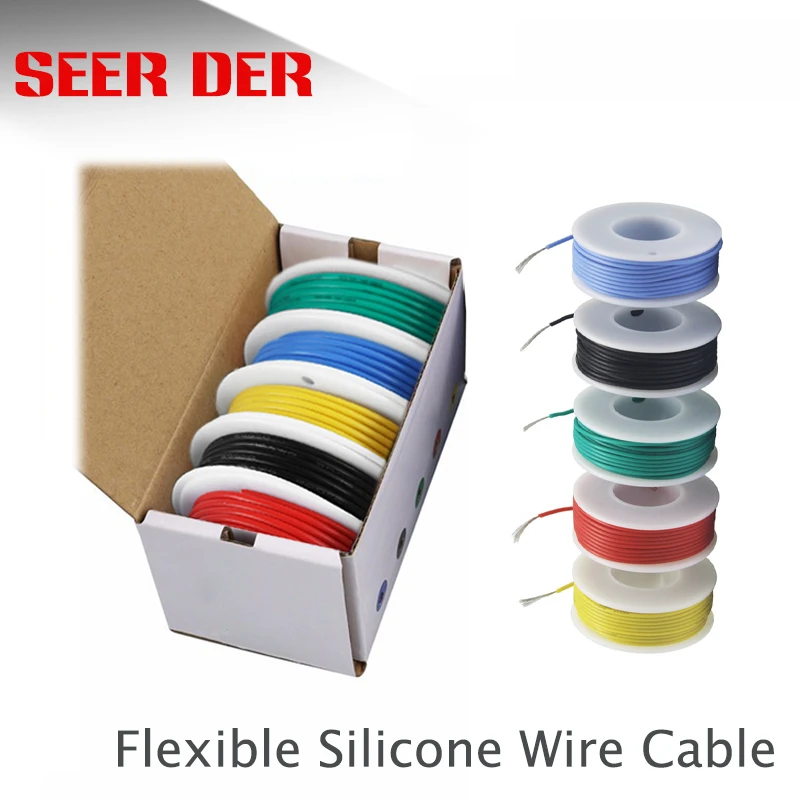DIY 30/28/26/24/22/20/18awg high quality flexible silicone wire cable 5 colors mix tinned Electrical Wire pure Copper Line | Обустройство