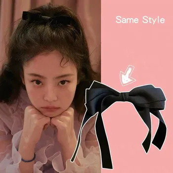 

Jennie Black Bow Hair Rope Headdress Hair Clip Head Rope Female Lisa Hair Ring Hair Accessory Headband Headbands For Women