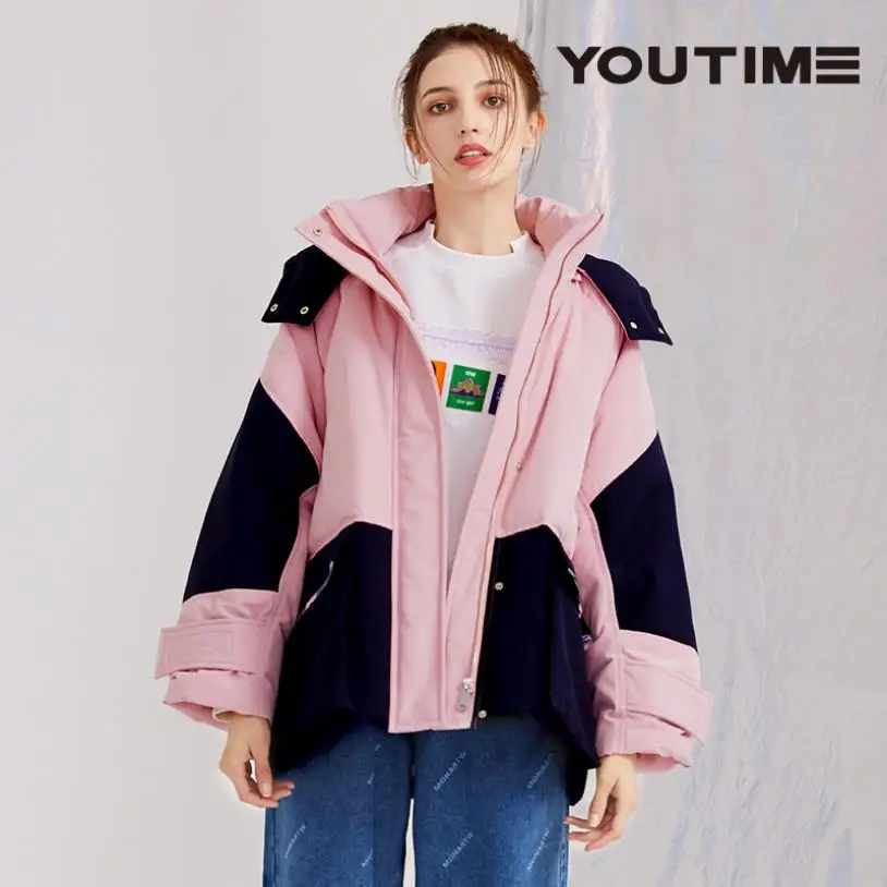light pink Зимний хит, цветной, в полоску, толстый, теплый, 90% настоящий пуховик, женский, дизайн, воротник-стойка, с капюшоном, Прошитый, OL пуховик F77 - Color: light pink